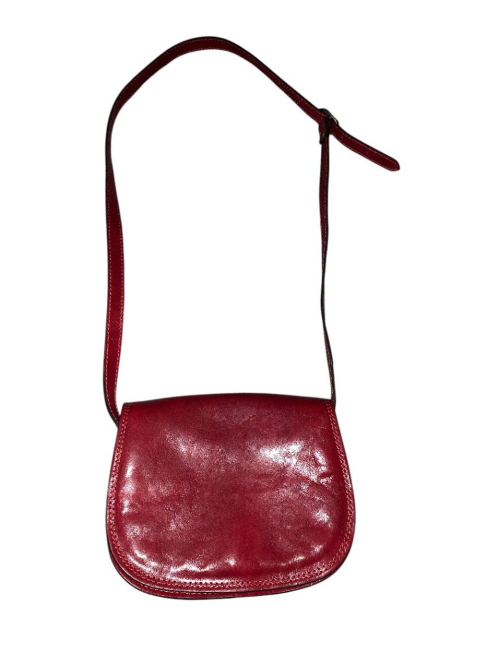 Time Resistance Leather Saddle Bag Cross Body Bag for Women - Moonfleet Red